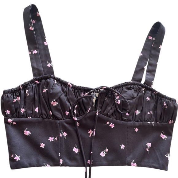 White Fox Boutique Tops - White Fox Boutique Black Floral Crop